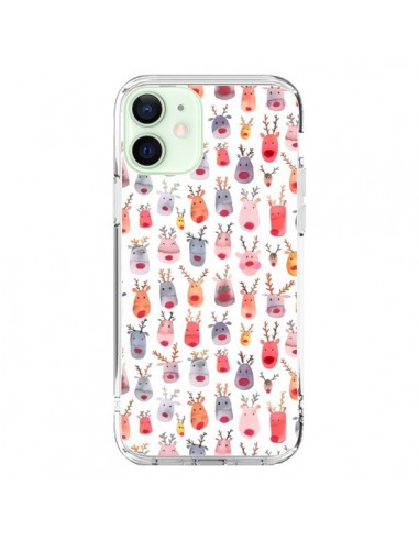 Coque iPhone 12 Mini Cute Winter Reindeers - Ninola Design