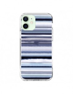 Coque iPhone 12 Mini Degrade Stripes Watercolor Navy -...