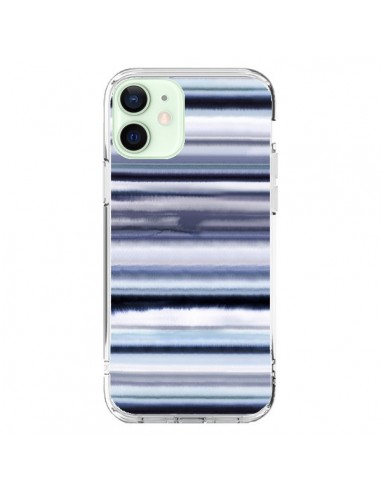 Coque iPhone 12 Mini Degrade Stripes Watercolor Navy - Ninola Design
