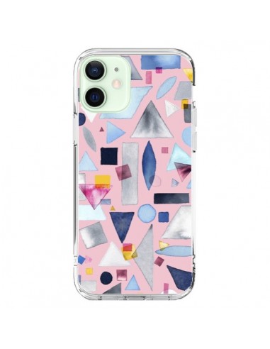 Coque iPhone 12 Mini Geometric Pieces Pink - Ninola Design