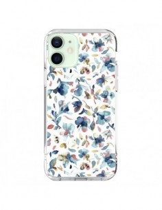 iPhone 12 Mini Case Watery Hibiscus Blue - Ninola Design