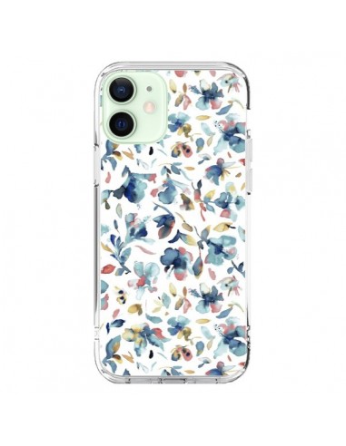 Coque iPhone 12 Mini Watery Hibiscus Blue - Ninola Design