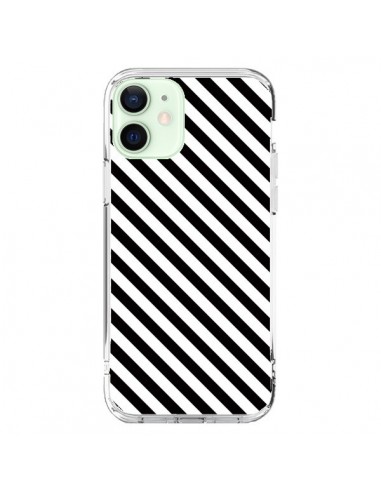 Coque iPhone 12 Mini Bonbon Candy Noire et Blanche Rayée - Nico