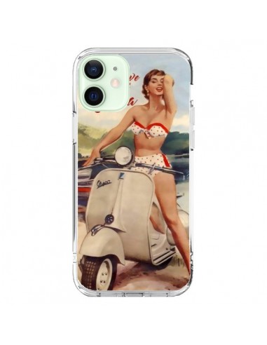 Coque iPhone 12 Mini Pin Up With Love From the Riviera Vespa Vintage - Nico