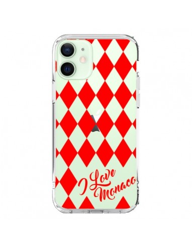 Coque iPhone 12 Mini I Love Monaco et Losange Rouge - Nico