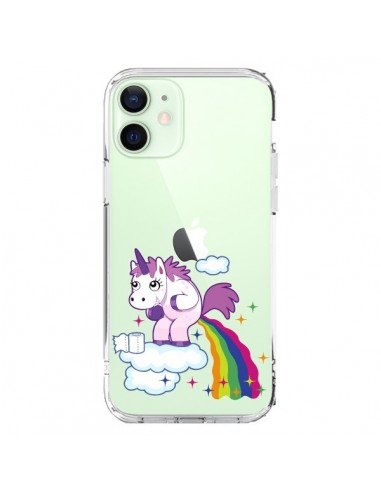 Coque iPhone 12 Mini Licorne Caca Arc en Ciel Transparente - Nico