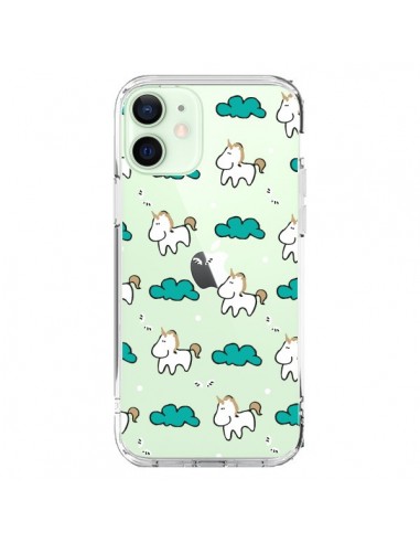 Coque iPhone 12 Mini Licorne et Nuages Transparente - Nico