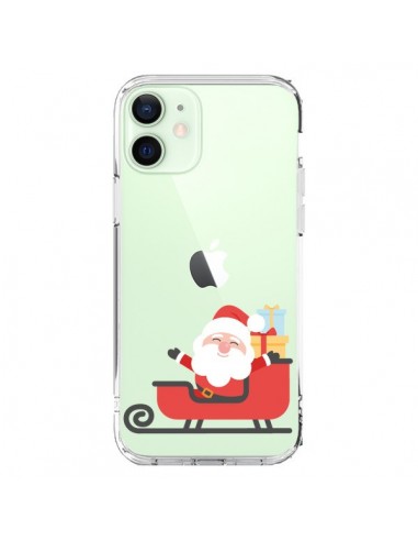 Coque iPhone 12 Mini Père Noël et son Traineau transparente - Nico