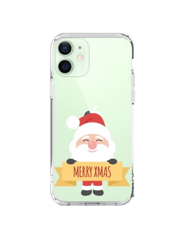 Coque iPhone 12 Mini Père Noël Merry Christmas transparente - Nico
