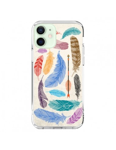 Coque iPhone 12 Mini Feather Plumes Multicolores - Rachel Caldwell