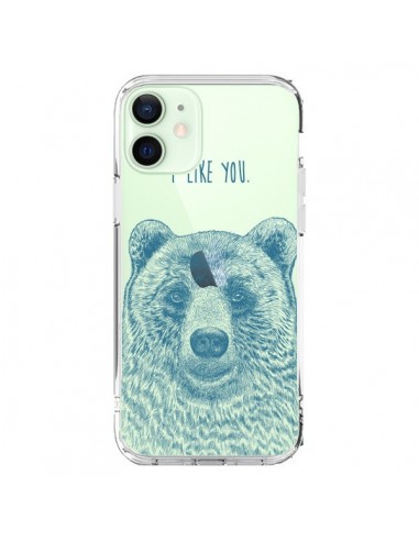 Coque iPhone 12 Mini I Love You Bear Ours Ourson Transparente - Rachel Caldwell