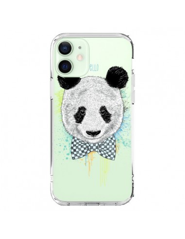 Coque iPhone 12 Mini Panda Noeud Papillon Transparente - Rachel Caldwell