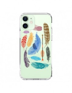 Coque iPhone 12 Mini Plume Feather Couleur Transparente -...