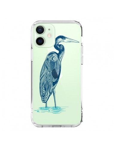 Coque iPhone 12 Mini Heron Blue Oiseau Transparente - Rachel Caldwell