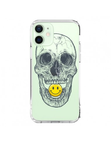 Coque iPhone 12 Mini Tête de Mort Smiley Transparente - Rachel Caldwell