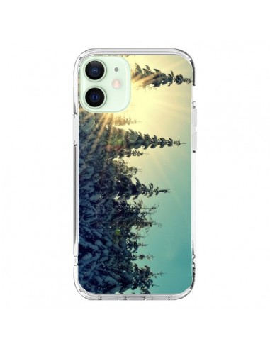 iPhone 12 Mini Case Landscape Winter Snow Mountains Ski Firs tree - R Delean