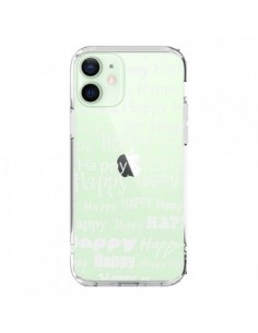 Coque iPhone 12 Mini Happy Happy Blanc Transparente - R...