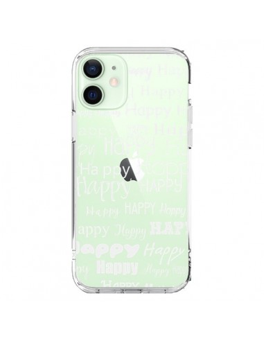 Cover iPhone 12 Mini Happy Felice Bianco Trasparente - R Delean