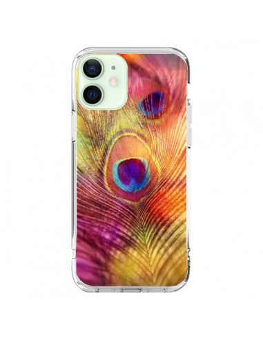 Coque iPhone 12 Mini Plume de Paon Multicolore - Sylvia Cook
