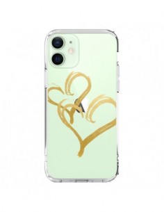 Coque iPhone 12 Mini Deux Coeurs Love Amour Transparente...