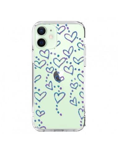 Coque iPhone 12 Mini Floating hearts coeurs flottants Transparente - Sylvia Cook