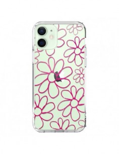 Cover iPhone 12 Mini Giardino Fiorito Pink Trasparente -...