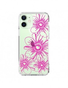 Cover iPhone 12 Mini Fiori Primaverili Rosa Trasparente -...