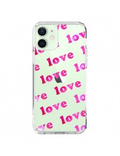 Cover iPhone 12 Mini Pink Love Rosa Trasparente - Sylvia...