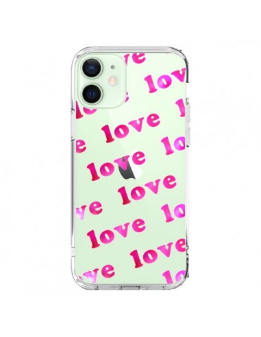 Coque iPhone 12 Mini Pink Love Rose Transparente - Sylvia Cook