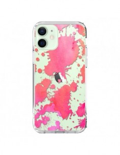 Coque iPhone 12 Mini Watercolor Splash Taches Rose Orange...