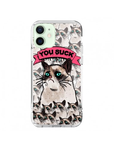 Coque iPhone 12 Mini Chat Grumpy Cat - You Suck - Sara Eshak