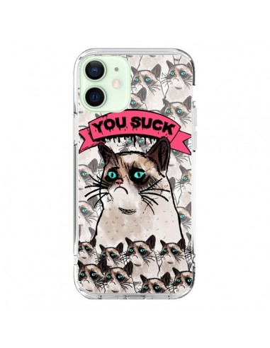 Cover iPhone 12 Mini Gatto Brontolone - You Suck - Sara Eshak