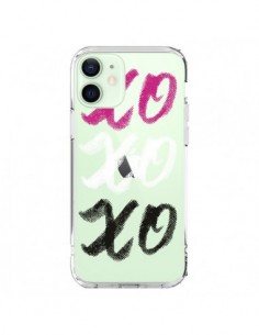 Coque iPhone 12 Mini XoXo Rose Blanc Noir Transparente -...