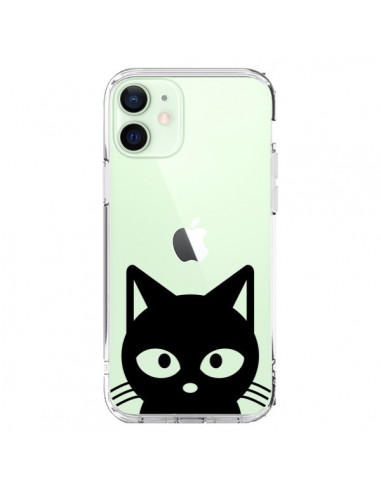 Coque iPhone 12 Mini Tête Chat Noir Cat Transparente - Yohan B.
