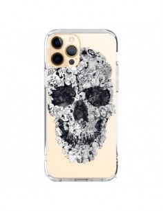 Coque iPhone 12 Pro Max Doodle Skull Dessin Tête de Mort...