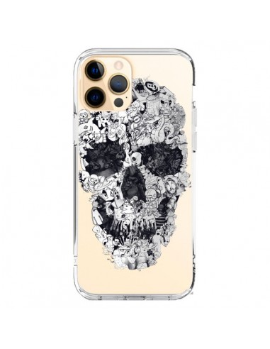 Coque iPhone 12 Pro Max Doodle Skull Dessin Tête de Mort Transparente - Ali Gulec