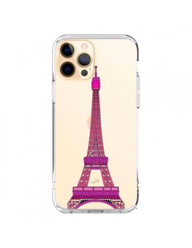 Cover iPhone 12 Pro Max Tour Eiffel Rosa Paris Trasparente - Asano Yamazaki