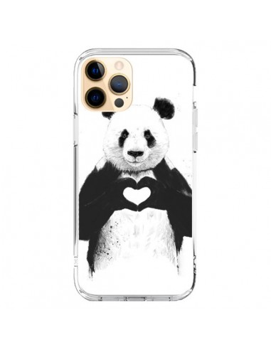 Coque iPhone 12 Pro Max Panda Amour All you need is love - Balazs Solti