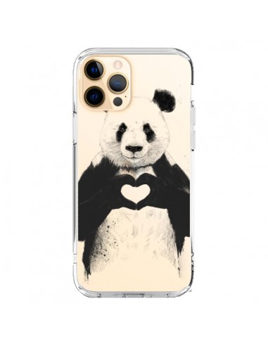 Coque iPhone 12 Pro Max Panda All You Need Is Love Transparente - Balazs Solti