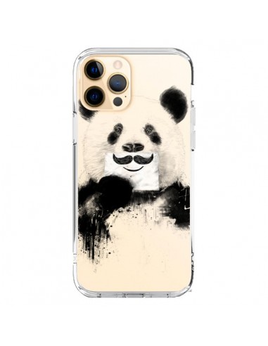 Cover iPhone 12 Pro Max Panda Divertene Baffi Trasparente - Balazs Solti