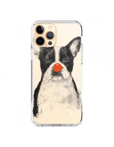 Coque iPhone 12 Pro Max Clown Bulldog Dog Chien Transparente - Balazs Solti
