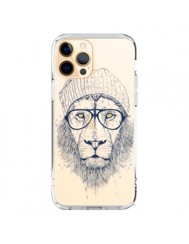 Coque iPhone 12 Pro Max Cool Lion Swag Lunettes Transparente - Balazs Solti