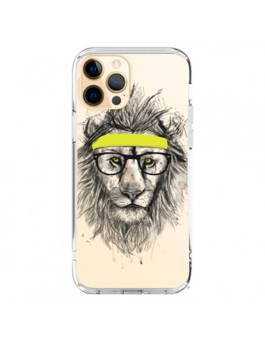 iPhone 12 Pro Max Case Hipster Lion Clear - Balazs Solti