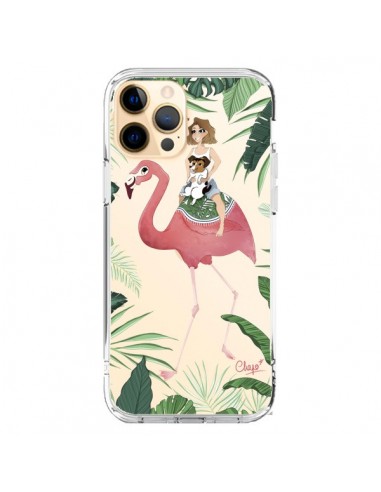 Coque iPhone 12 Pro Max Lolo Love Flamant Rose Chien Transparente - Chapo