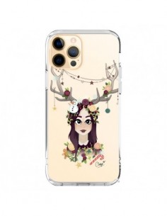 iPhone 12 Pro Max Case Girl Christmas Wood Deer Clear -...