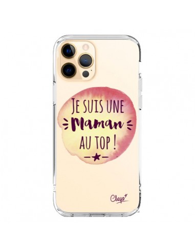 Coque iPhone 12 Pro Max Je suis une Maman au Top Orange Transparente - Chapo