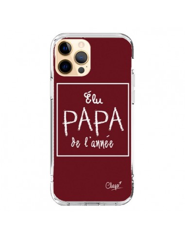 Coque iPhone 12 Pro Max Elu Papa de l'Année Rouge Bordeaux - Chapo