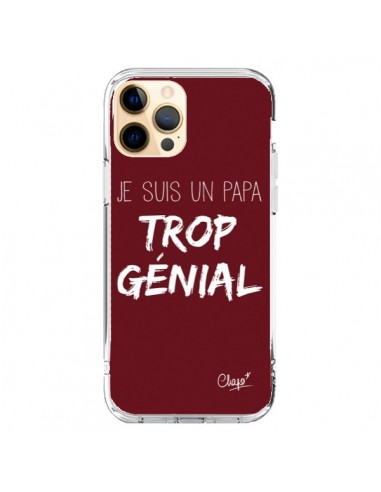 Coque iPhone 12 Pro Max Je suis un Papa trop Génial Rouge Bordeaux - Chapo