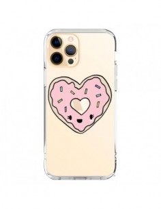 Cover iPhone 12 Pro Max Ciambella Cuore Rosa Trasparente...