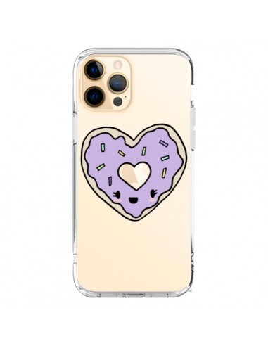 Coque iPhone 12 Pro Max Donuts Heart Coeur Violet Transparente - Claudia Ramos